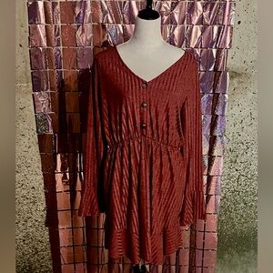 Casual Red Bell Sleeved Dress